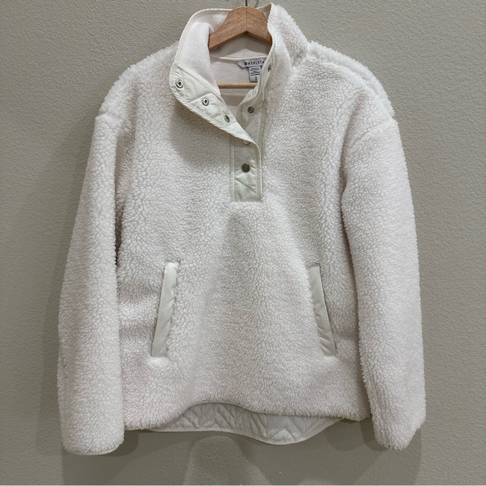 Athleta Cozy Sherpa Snap Sweater